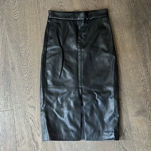 🆕RW&Co Black Faux Leather High-Waisted A-Line Midi Skirt